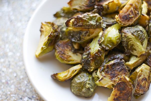 roasted brussels sprouts with lemon + grainy mustard