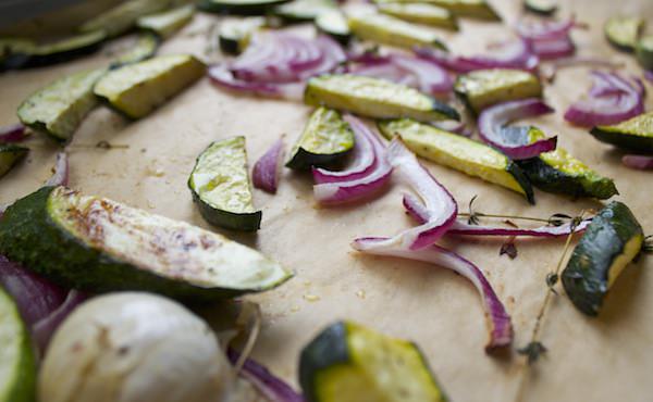 roasted zucchini with red onion + thyme