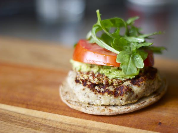 craving a burger? try this veggie version made with white beans, quinoa + roasted garlic