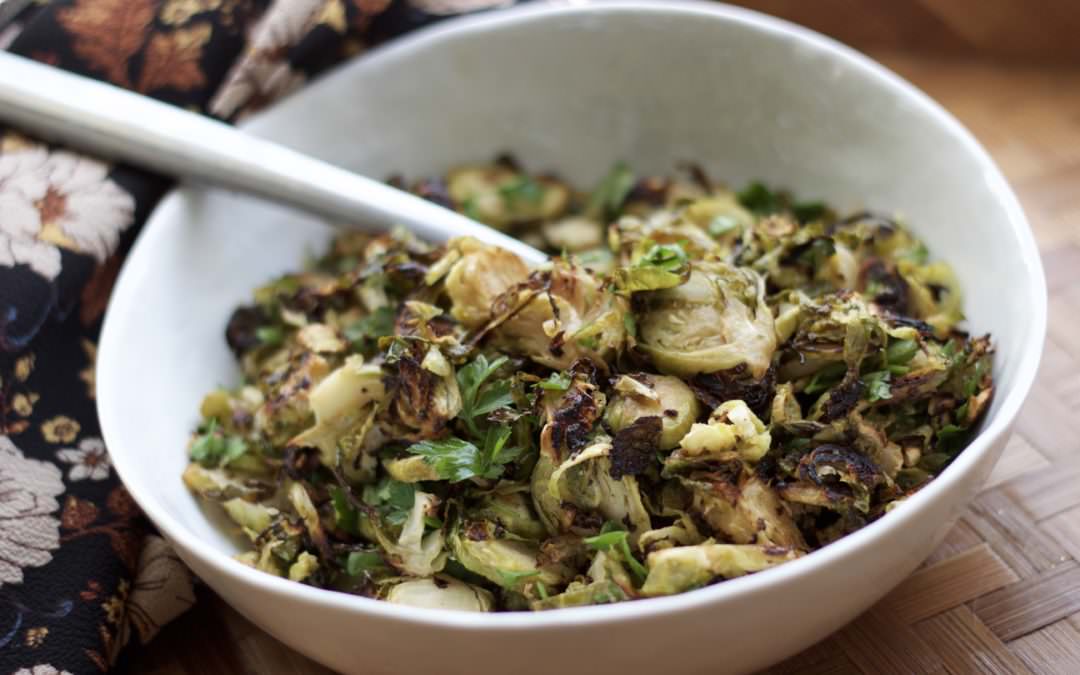 add this simple dish to your holiday table — maple mustard brussels sprout hash