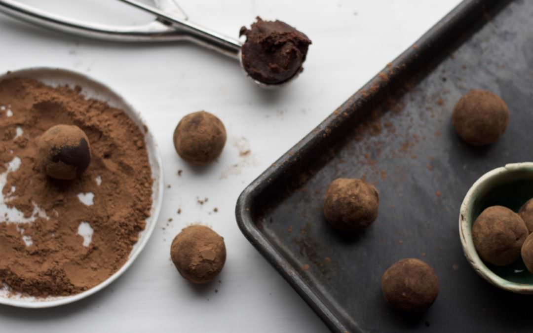 spread cheer — with dark chocolate + peppermint truffles