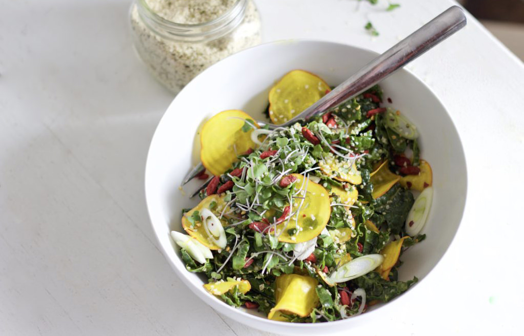 eating your superfoods is easy – with this vibrant kale + golden beet salad