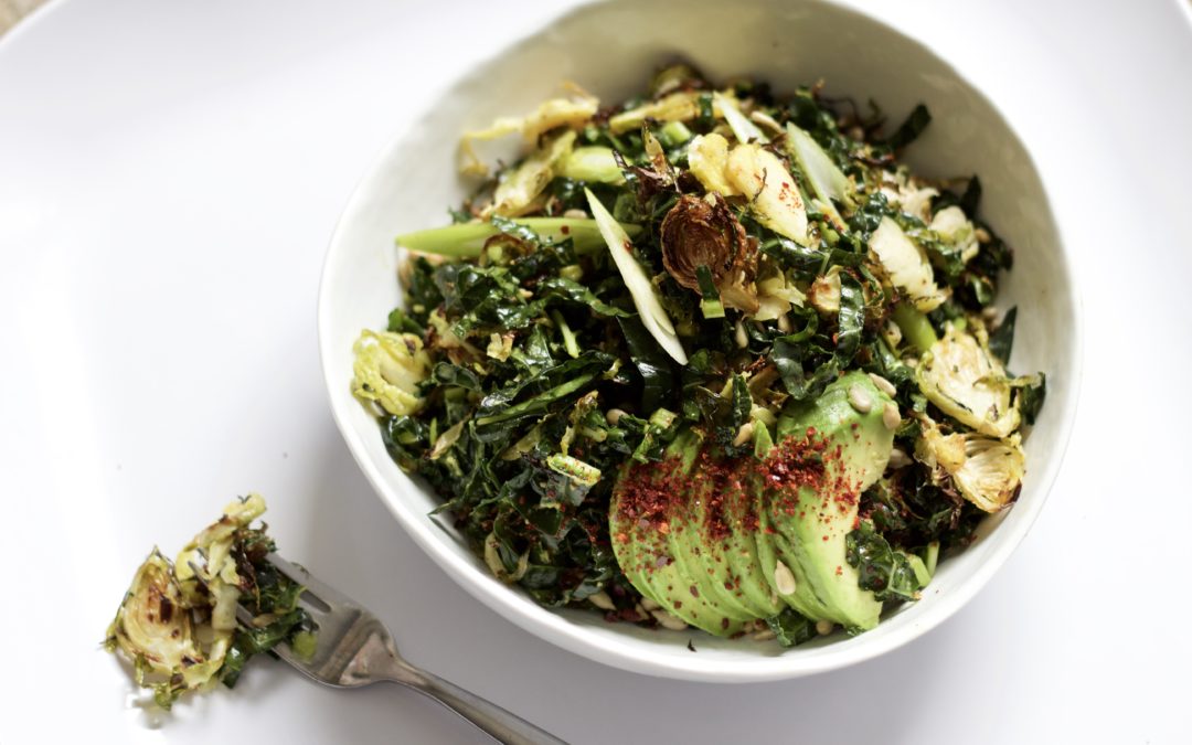 you can’t squeeze anymore superfoods into this kale + brussles sprout salad